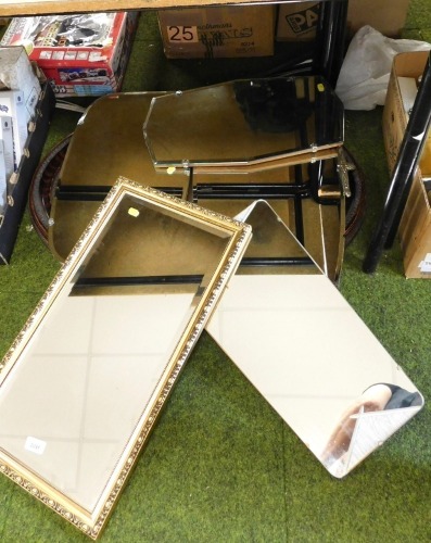 Various wall mirrors, to include bevelled glass example, an oval oak framed mirror, etc. (a quantity)