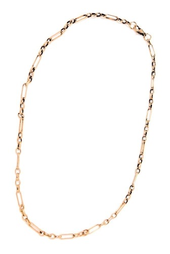 A 9ct rose gold trombone link neck chain, on a lobster claw clasp, 7.8g.