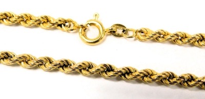 A 9ct gold rope twist neck chain, on a bolt ring clasp, 3.9g. - 2