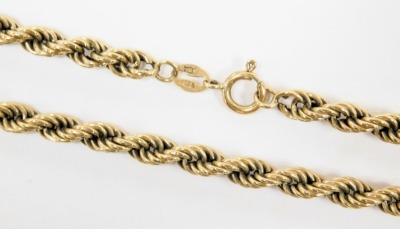 A 9ct gold rope twist bracelet, on a bolt ring clasp, 2.8g. - 2