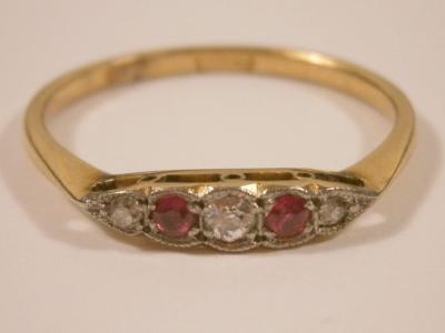 A ruby and diamond ring