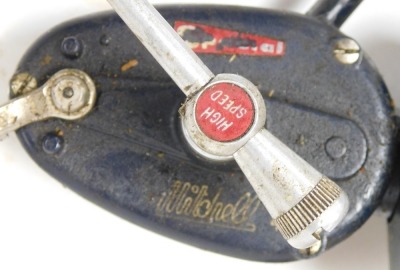 Three Mitchell fixed spool fishing reels, including a model 307, model 411, and another, an Intrepid fixed spool reel and a multiplier by Morris Limited, and several Mitchell spare spools, with cases. - 3