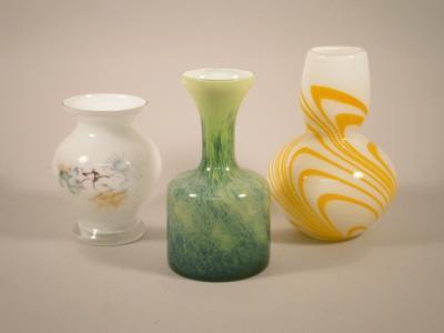 Three Italian opalene glass vases