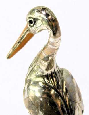 Two silver and enamel figures modelled as storks, stamped 925, 8cm high and 7cm high. (AF) - 2