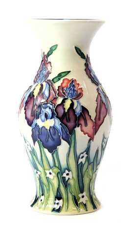 A Moorcroft pottery vase decorated in the Duet pattern, of baluster form, impressed marks, initialled and dated 2004, 19.5cm high, boxed.