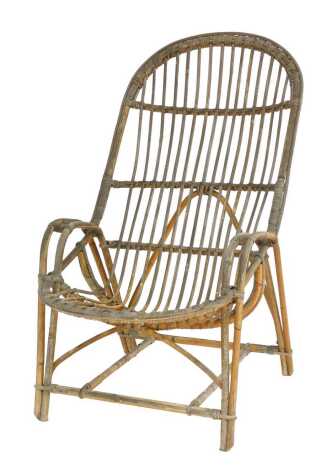 An early 20thC French bamboo conservatory armchair.