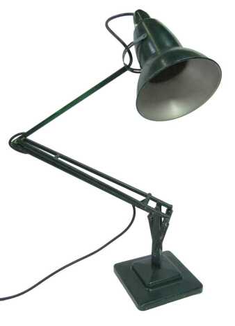 An Anglepoise lamp by Herbert Terry & Sons Ltd Redditch, later painted green, approx 87cm high.