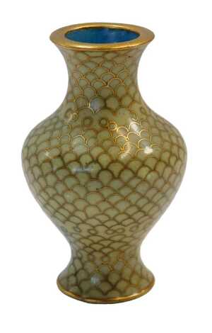 A Chinese yellow ground cloisonne vase, of baluster form, 5cm high.