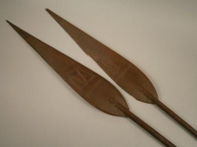 Tribal Art. A pair of carved African ceremonial paddles