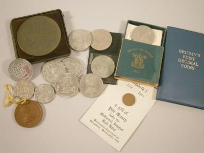 A collection of commemorative crowns