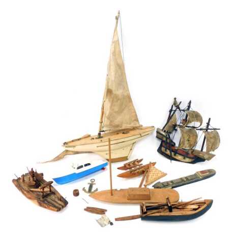 A Star Yacht pond yacht, together with various other model ships, a Scalex plastic model boat, etc. (1 tray)