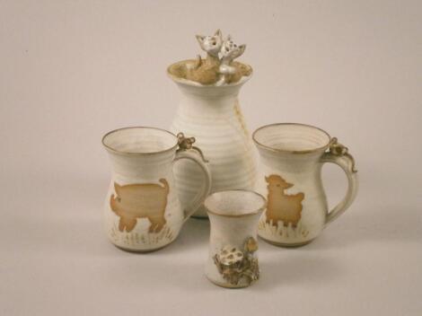 Four items of Myrna Smith Studio pottery