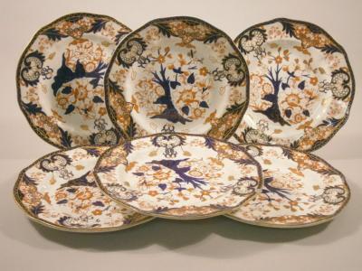 A set of six Royal Crown Derby Imari pattern dinner plates