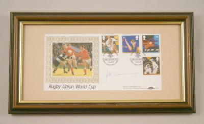 A Rugby World Cup first day cover signed by J P R Williams