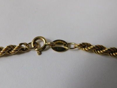 A rope twist necklace, yellow metal, stamped 9ct, 5.4g. - 2