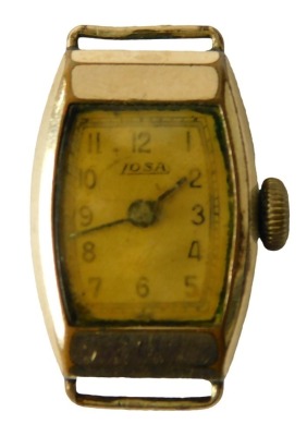 An Art Deco ladies gold plated wristwatch, the dial signed Losa.