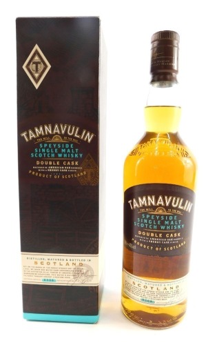 A bottle of Tamnavulin Speyside single malt Scotch whisky, double cask, batch number 0308.