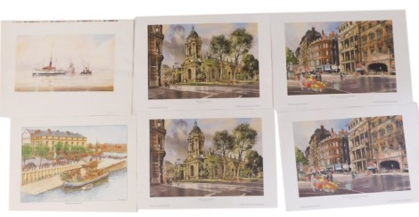 James Priddey. Birmingham, four limited edition coloured prints and two others signed Geoff Woolston, David C. Bell (6).