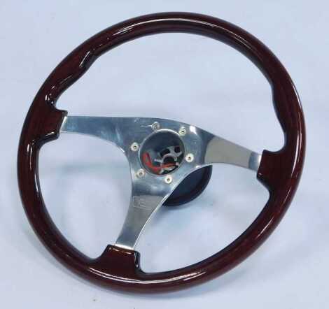 A Personal Monza wooden medium dish steering wheel, 36.5 cm diameter.