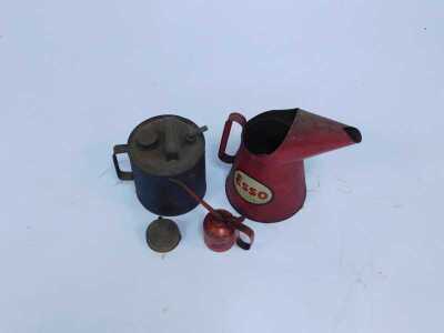 An Esso oil jug, in red, 32cm high, together with a Wesco oil can, funnel, and a galvanised metal oil can. (4) - 2