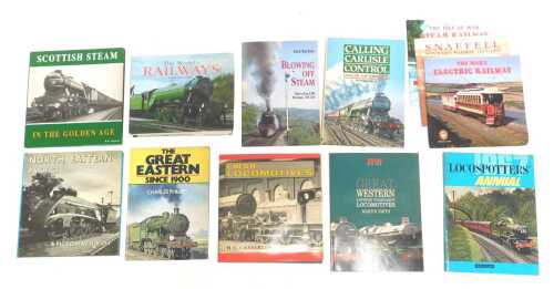 Various books relating to railways, locomotives, etc., to include LMSR Locomotives 1923-1948, Loco Spotter's Annual 1967, Scottish Steam in the Golden Age, etc. (a quantity)