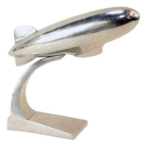 An aluminium desk model of a Zeppelin, stamped to underside AM2010 NO4296, 27cm high.