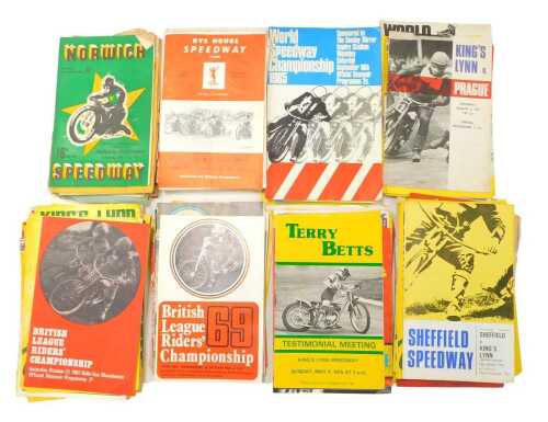 A group of 1940s, 1950s, 1960s and 1970s Speedway programmes, including Norwich vs Sheffield Saturday 14th Septemeber 1946, Motorcycle Grass Track Races at Newark Road North Hykeham September 29th 1946, Sheffield Speedway Programmes, King's Lynn Speedway