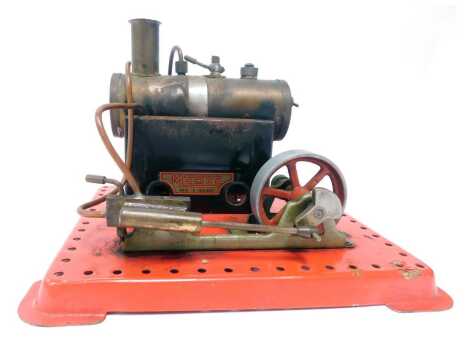 A Mamod SE3 twin cylinder stationary engine.