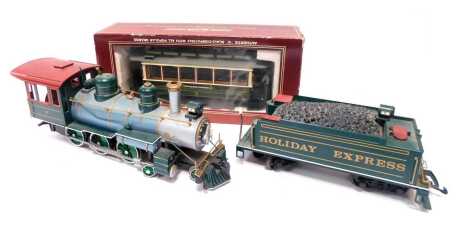 A Bachmann Big Haulers G scale number 8 Holiday Express train, and a 39-102 Nunberg-Furth G tram. (2)