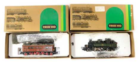 Trix HO locomotives, including 2219 electric pantograph locomotive DR Ellok 20104 Epoch 3 and a DXII 2-4-4T of the Royal Bavarian State Railway locomotive, boxed. (2)