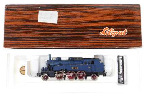 A Lilliput HO gauge Baden Class VLC steam locomotive 2-6-2, in blue livery, boxed.