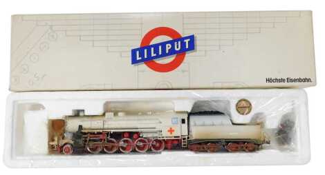 A Lilliput HO gauge DR BR52 locomotive in hospital livery, boxed.