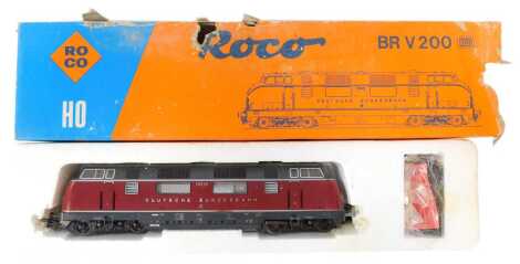 A Roco HO gauge class BR V200 locomotive of the Deutsche Bundesbahn, in red livery, boxed 43522.