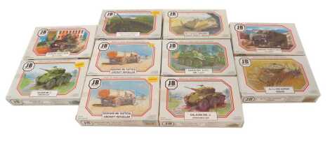 JB Models model kits, JB Models Land Rover one tonne FC truck GS body, Bedford mark tactical aircraft refueler, Vicker's Light Tank mark 6 A/B/C, etc., boxed.