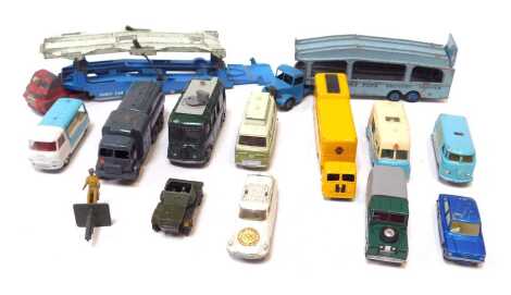 Corgi, Dinky and other diecast, including Corgi Toys Volkswagen Toblerone advertising van, Corgi Toys ¾ tonne chassis milk float, Corgi Toys Citroen Safari, Dinky Toys Pullmore car transporter, Dinky Supertoys pressure refueller, Dinky Supertoys TV roving