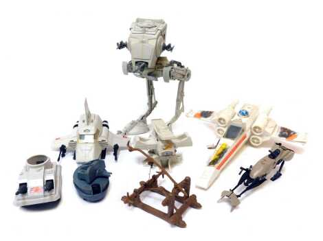 Star Wars vehicles, including X Wing, AT-ST, Speeder Bikes, Imperial Transport, etc. (1 tray)