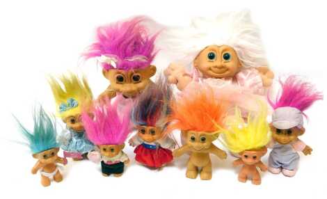 Russ Troll Dolls, including Ballerina, Around the World Troll Doll USA, Love Groom, etc. (1 tray)