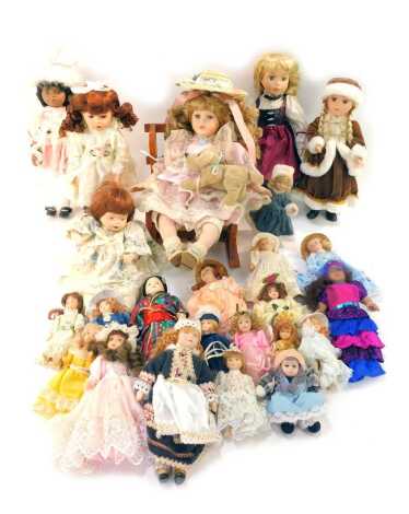 Leonardo Collection and other porcelain headed dolls. (2 boxes)