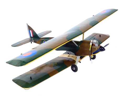 A kit built remote controlled bi-plane, possibly a Hawker Harpy, with Fubata, servos and 2.4GHz radio gear.