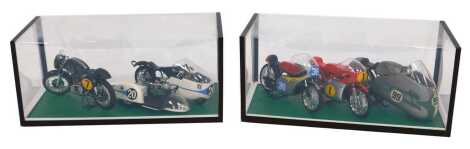 Motorcycle dioramas, including an MV Augusta, BMW and side car, AJS, etc. (2)