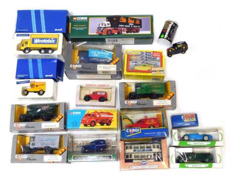 Corgi Classics and other Corgi diecast, boxed, including 201 ESSO Bedford S Type Elliptical Tanker, 13601 Corgi Classics Eddie Stobart Foden S21 Mickey Mouse with trailer, Corgi Classics AEC 50A forward control five tonne cab over, Corgi Classics Ind Coop