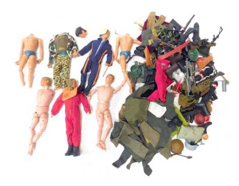 Action Man by Palitoy Action Men, accessories and clothing including rifles, helmets, air tanks, etc. (2 trays)