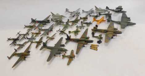 Kit built model aircraft, including Japanese Bombers, Luftwaffe Bombers, Avro Lancaster, etc. (2 trays)