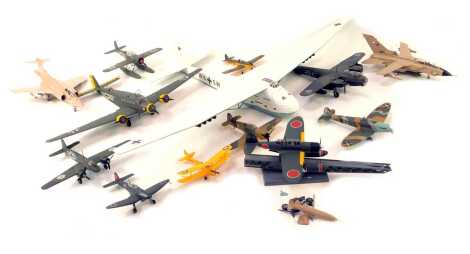 Various kit built model aircraft, including Tornado, Kawasaki Bomber, Junkers J52, etc. (1 tray)