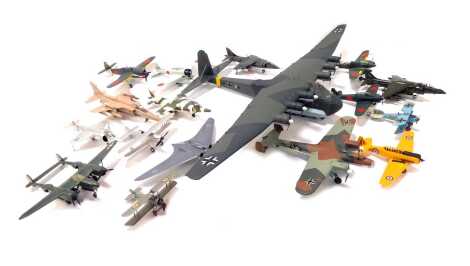 Various kit built model aircraft, including Messerschmitt ME323D1 Gigant, Jaguar GR1, BAE Harrier GR3, etc. (1 tray)