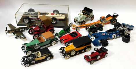 Various kit built aircraft and cars, including Jackie Stewart's Ford Elf, Tony Nancy drag car, Bentley, etc. (1 box)