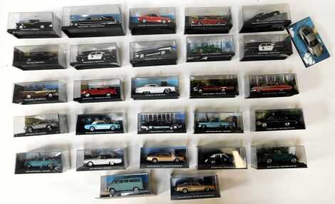 Atlas Editions The James Bond Car Collection, including The Man with the Golden Gun AMC Hornet, Diamonds are Forever Cadillac Hearse, Live and Let Die Corvorado, Diamonds are Forever Mustang Mach 1, etc. (1 box)