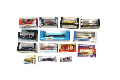 Burago, Lledo and other boxed diecast vehicles, including Lledo Thrust SSC Special limited edition diecast model, Burago Mercedes Benz 300SL, Lledo Land Speed Legends Thrust 2, Minichamps 430 145600 Oldsmobile Aurora Lancer GTS, etc. (1 box)