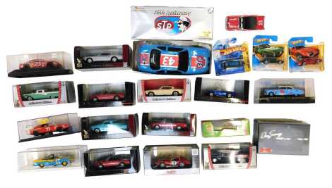 Action, Hot Wheels and other boxed diecast, including Action 124 scale STP 25th Anniversary 1975 blue/red Winston Cup collectable stock car Bobby Hamilton, Hot Wheels 2008 first editions 09 Corvette ZR1, Action Nascar number 88 Dale Jarrett Toys for Tots 