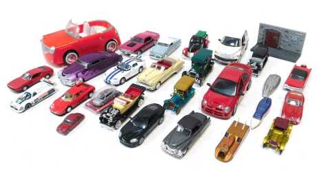 Diecast vehicles, to include Corgi Jaguar XJR 8, Scalextric Ford Custom Street ROD, a Liberty Classics Libertyville 1949 custom Mercury limited edition, New-Ray Dodge Challenger 1970, etc. (1 box)